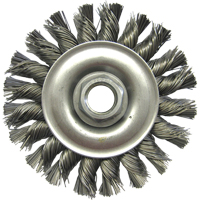Wire Wheel Brushes, 4" Dia., 0.02" Fill, 5/8"-11 Arbor, Steel Equipment World