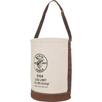 Bucket with Leather Bottom, 17" H, Canvas, Beige Equipment World
