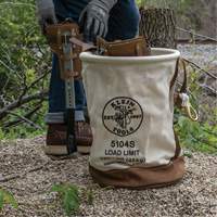 Leather-Bottom Bucket, 17" H, Canvas, White Equipment World