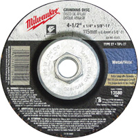 Grinding Wheel, 4-1/2" x 1/8", 5/8"-11 Arbor, Aluminum Oxide, Type 27 Equipment World