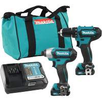 Ensemble de perceuse et tournevis &agrave; chocs sans fils, Lithium-ion, 12 V Equipment World
