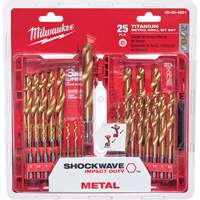 Jeu de forets m&eacute;triques Shockwave Red Helix, 25 morceaux, Titane Equipment World