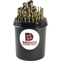 Jeu de forets courts, imp&eacute;rial, dans un seau Drillco, 29 morceaux, Cobalt Equipment World