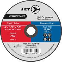 Meules &agrave; tronçonner en acier pour rectifieuses Powerplus, 4" x 1/32", Arbre de 5/8", Type 1, 19100 Tr/min Equipment World
