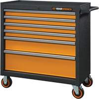 GSX Series Rolling Tool Cabinet, 6 Drawers, 36" W x 18-1/5" D x 37-2/5" H, Black/Orange Equipment World