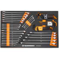 Jeu de cl&eacute;s mixtes et hex &agrave; 6 pans dans un plateau de rangement en mousse Equipment World