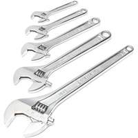 Chrome Wrench Set, Adjustable, 5 Pieces, Imperial and Metric Equipment World