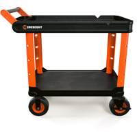 Chariot utilitaire industriel &agrave; 2 tablettes RAILWORKS avec roulettes de 8", 47" lo x 24-1/2" la x 37-4/5" h, Noir/Orange Equipment World