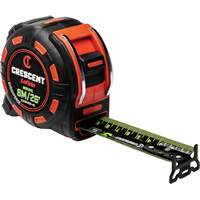 Shockforce NITE EYE Tape Measure, 1-1/4" x 25'/8 m, Metric/SAE Graduations Equipment World