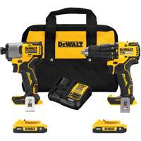 Brushless Compact Cordless 1/2" Hammer Drill & 1/4" Impact Driver Kit, Lithium-Ion, 20 V Equipment World