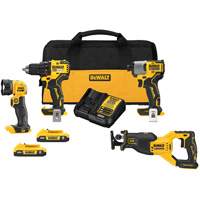 XR&reg; Brushless Cordless 4-Tool Combo Kit, Lithium-Ion, 20 V Equipment World