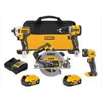 XR&reg; Brushless Cordless 4-Tool Combo Kit, Lithium-Ion, 20 V Equipment World