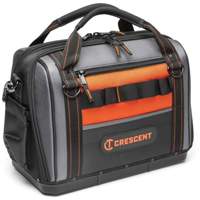 17" Tradesman Closed Top Tool Bag, Polyester, 3 Pockets, Black/Grey/Orange Equipment World