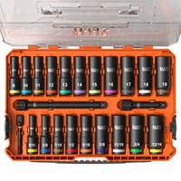KNECT Drive Socket Set, 23 Pcs, Impact, 3/8" Drive Size, Deep Equipment World