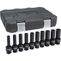 6-Point Universal Metric Socket Set, 10 Pcs, Impact, 1/2" Drive Size, Deep Equipment World