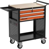 Utility Cart, 4 Drawers, Black/Orange Equipment World
