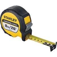 CONTROL-LOCK Tape Measure, 25 mm x 26'/8 m, Imperial & Metric Graduations Equipment World