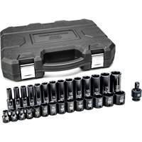 Jeu de douilles m&eacute;triques &agrave; 6 pans, 29 Mcx, Chocs, Prise de 3/8", Profond Equipment World