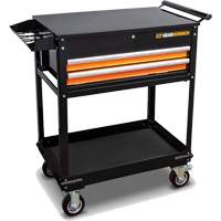 Chariot utilitaire, 2 tiroirs, 32-1/2" la x 42" h, Noir/Orange Equipment World