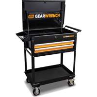 Chariot utilitaire, 2 tiroirs, 32-1/2" la x 42" h, Noir/Orange Equipment World