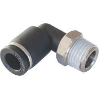 MAXFIT Push-to-Connect to Male NPT Elbow Adapter, 3/8" x 1/2" Dia., PBT Polymer Equipment World