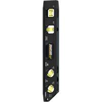 Niveau Torpedo en aluminium usin&eacute; (billet), 9" lo, Aluminium, 4 fioles, Magn&eacute;tique Equipment World