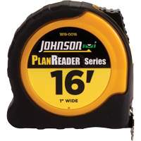 Ruban &agrave; mesurer Plan Reader avec agrafe de ceinture en acier, 1" x 16', Marques de goujon 1/16" Equipment World