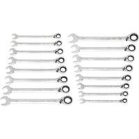 Jeu de cl&eacute;s r&eacute;versibles &agrave; 12 pans et 90 dents, Cl&eacute; polygonale, 16 morceaux, M&eacute;trique Equipment World