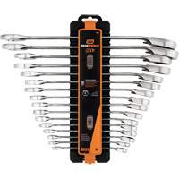 Jeu de cl&eacute;s r&eacute;versibles &agrave; 12 pans et 90 dents, Cl&eacute; polygonale, 16 morceaux, M&eacute;trique Equipment World