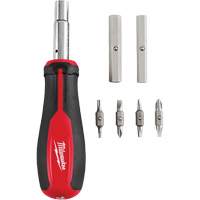 11-in-1 Magnetic 1/4" & 3/8" Drive Multi-Bit Screwdriver, 8" L, Cushion Grip Handle Equipment World