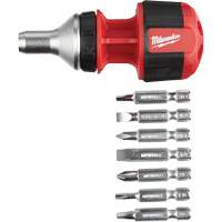 8-in-1 Compact Ratcheting 1/4" Drive Multi-Bit Driver, Cushion Grip Handle Equipment World