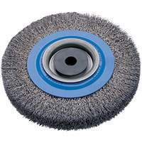 Crimped Wire Bench Wheel Brush, 8" Dia., 0.0118" Fill, 5/8" - 1-1/4" Arbor Equipment World