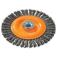 Stringer Bead Knotted Wire Brush, 4" Dia., 0.02" Fill, 5/8"-11 Arbor, Steel Equipment World