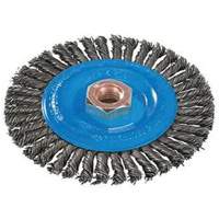 Stringer Bead Knotted Wire Brush, 4" Dia., 0.02" Fill, 5/8"-11 Arbor, Aluminum/Stainless Steel Equipment World