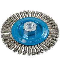 Knot-Twisted Stringer Bead Wire Wheel, 5" Dia., 0.02" Fill, 5/8"-11 Arbor, Aluminum/Stainless Steel Equipment World
