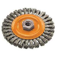 Wide Knotted Wire Wheel Brush, 4" Dia., 0.02" Fill, 5/8"-11 Arbor, Steel Equipment World