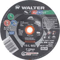 Flexcut Depressed Centre Grinding Wheels, 6", 24 Grit, Aluminum Oxide, 5/8"-11, 10200 RPM, Type 29 Equipment World