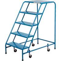 Rolling Step Ladder with Locking Step, 5 Steps, 18" Step Width, 46" Platform Height, Steel VC134 | Equipment World