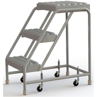 Rolling Ladder, 3 Steps, 16" Step Width, 30" Platform Height, Aluminum Equipment World