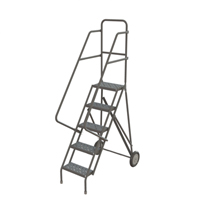Steel Rolling Ladder, 5 Steps, 16" Step Width, 50" Platform Height, Steel Equipment World