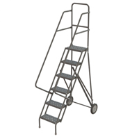 Steel Rolling Ladder, 6 Steps, 16" Step Width, 60" Platform Height, Steel Equipment World