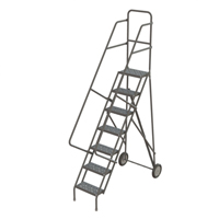 Steel Rolling Ladder, 7 Steps, 16" Step Width, 70" Platform Height, Steel Equipment World