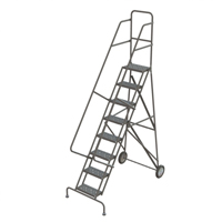 Steel Rolling Ladder, 8 Steps, 16" Step Width, 80" Platform Height, Steel Equipment World