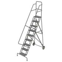 Steel Rolling Ladder, 9 Steps, 16" Step Width, 90" Platform Height, Steel Equipment World