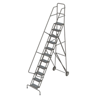 Steel Rolling Ladder, 11 Steps, 16" Step Width, 110" Platform Height, Steel Equipment World