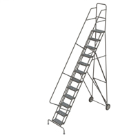 Steel Rolling Ladder, 12 Steps, 16" Step Width, 120" Platform Height, Steel Equipment World