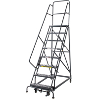 Heavy Duty Rolling Ladder, 8 Steps, 24" Step Width, 80" Platform Height, Steel Equipment World