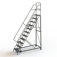 Heavy Duty Rolling Ladder, 11 Steps, 24" Step Width, 110" Platform Height, Steel Equipment World
