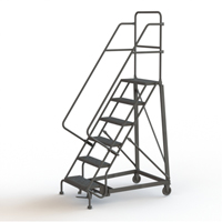 Heavy Duty Rolling Ladder, 6 Steps, 24" Step Width, 60" Platform Height, Steel Equipment World