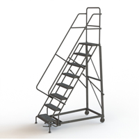 Heavy Duty Rolling Ladder, 8 Steps, 24" Step Width, 80" Platform Height, Steel Equipment World